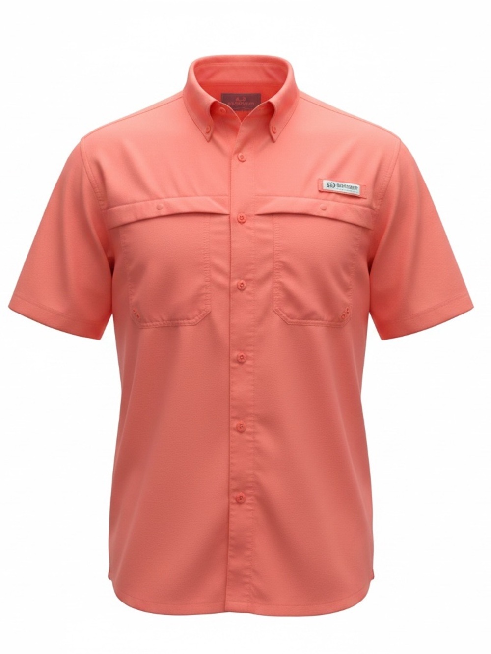 Realtree Fishing Shirt Mens Size L Coral Short Sleeve Sleeve Button Up Vented